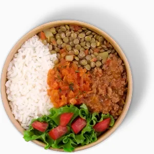 Plato con lentejas y arroz